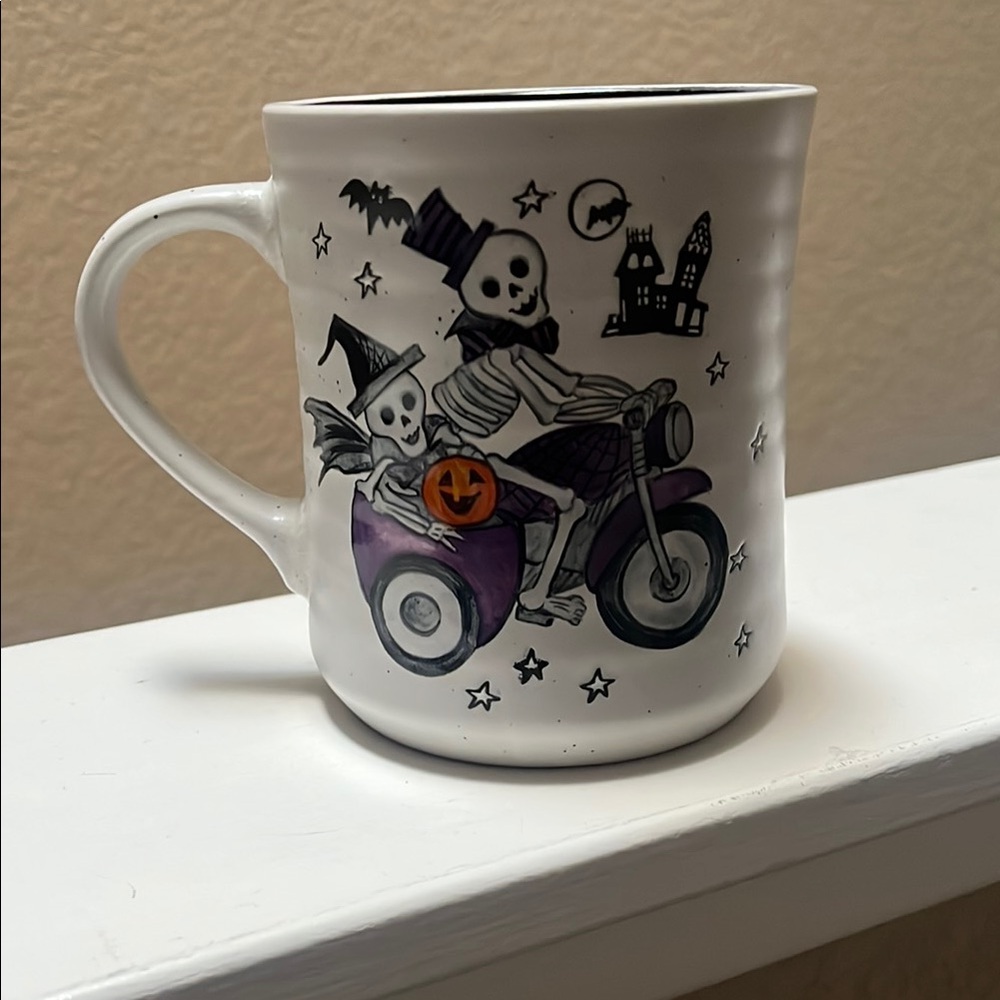 Halloween Skeletons Mug with Purple and Orange Accents